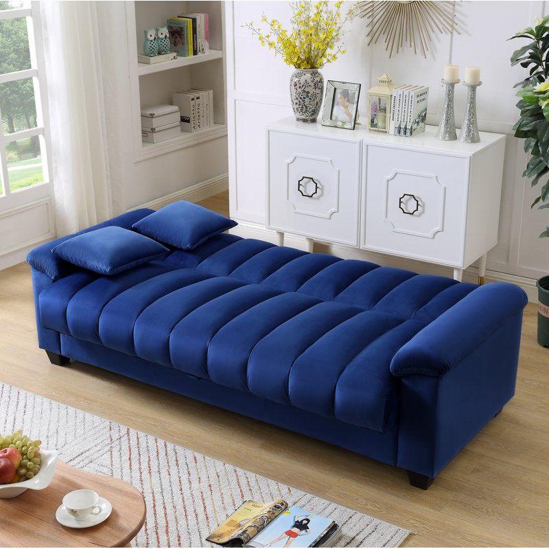 Legend Vansen 82.7'' Wide Velvet Pillow Top Arm Convertible Sofa Bed